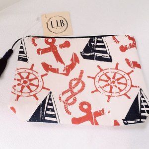 Red White and Blue Nautical Canvas Bag with Navy Tassle.